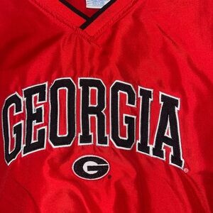 Y2K NCAA Red V-Neck Pullover with Black Trim